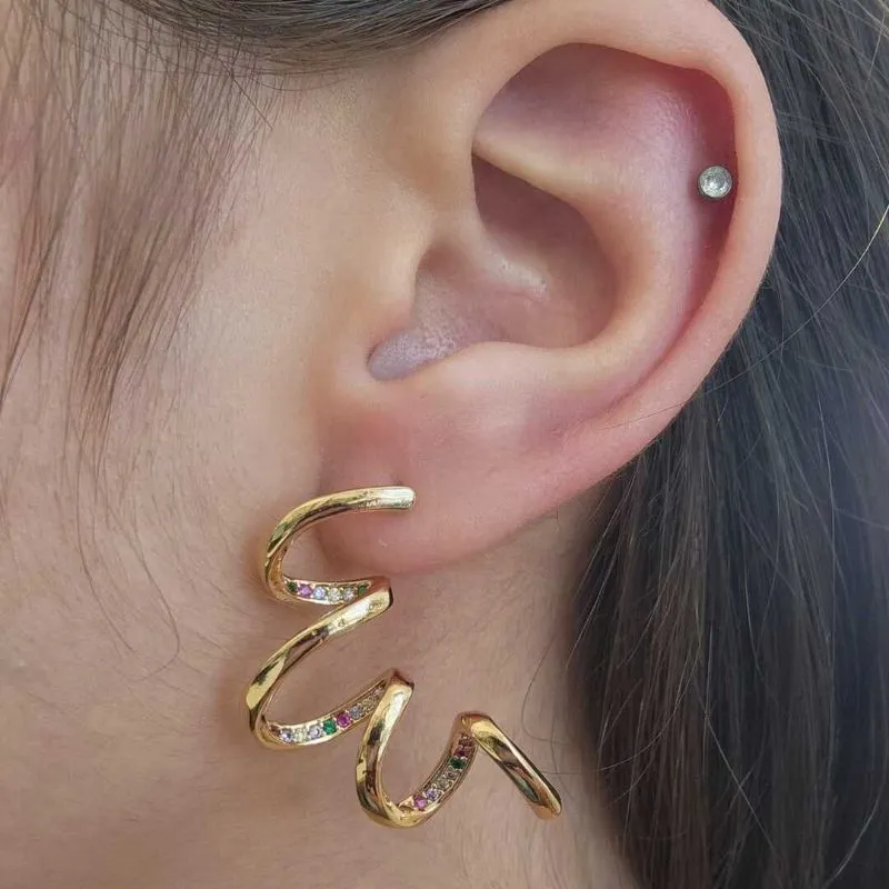 BRINCO ESPIRAL CRAVEJADO EM MICROZIRCÔNIAS COLORIDAS