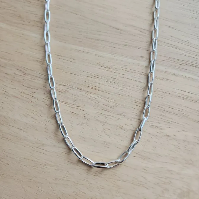 COLAR CORRENTE ELOS CART M PRATA 45CM