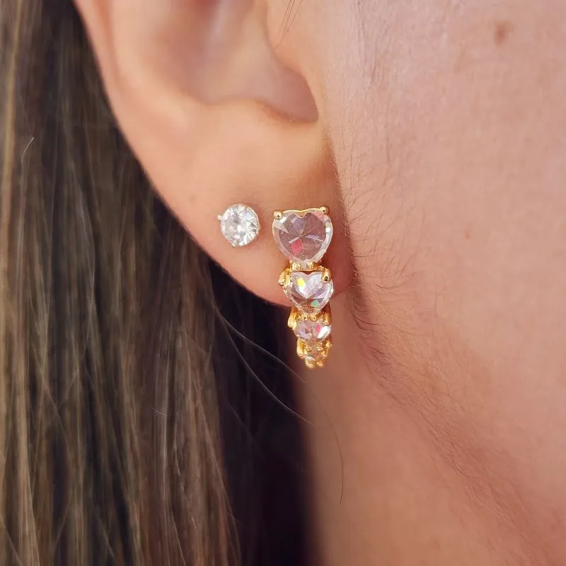 EAR HOOK DOURADO ZIRCÔNIAS CRISTAL