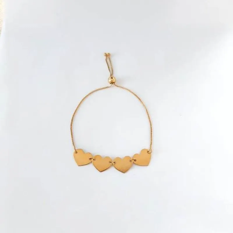 PULSEIRA DOURADA SHAMBALA CORAÇÕES