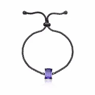 PULSEIRA SHAMBALA RÓDIO NEGRO COM ZIRCÔNIA AMETISTA