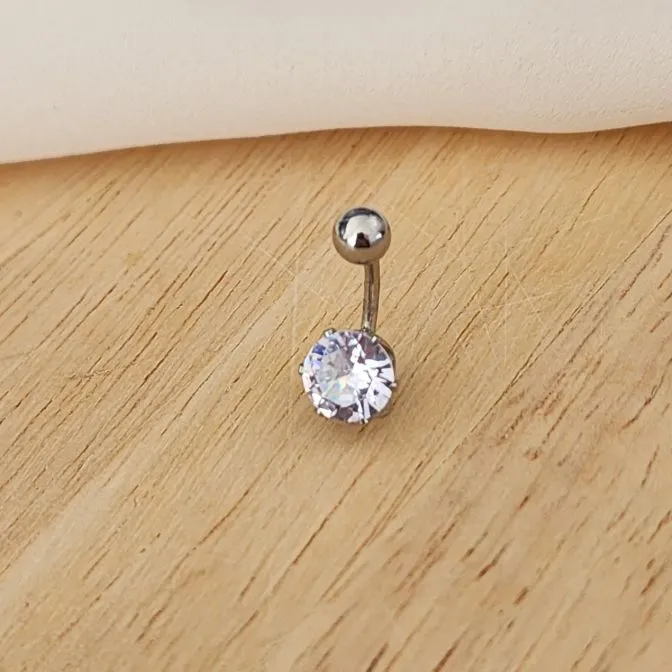 PIERCING AÇO INOX UMBIGO ZIRCÔNIA CRISTAL