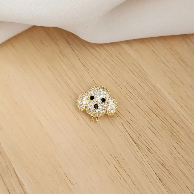PINGENTE CHARM DOURADO ROSTO URSO CRAVEJADO EM ZIRCÔNIAS