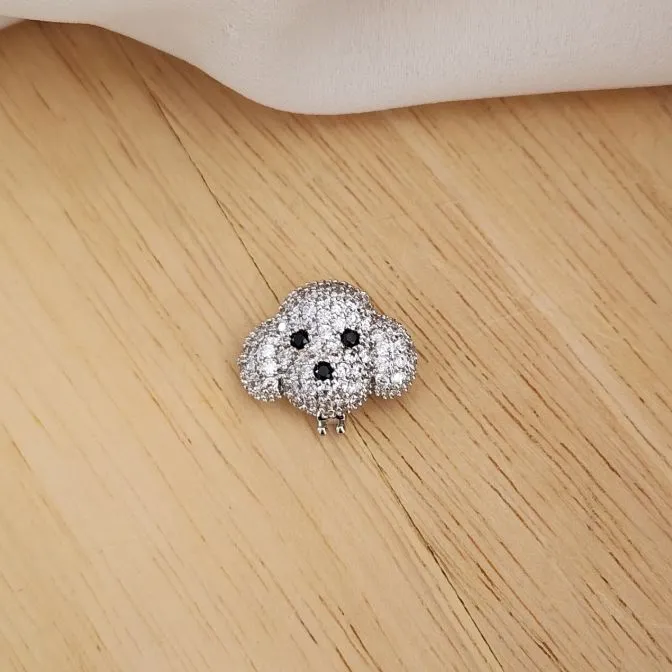 PINGENTE CHARM RÓDIO BRANCO ROSTO URSO CRAVEJADO EM ZIRCÔNIAS