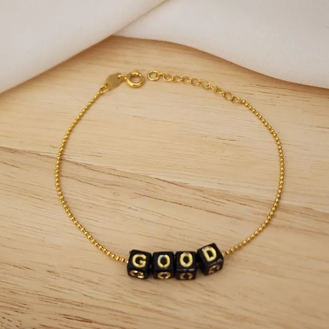 PULSEIRA BOLINHAS COM LETRAS PRETAS GOOD