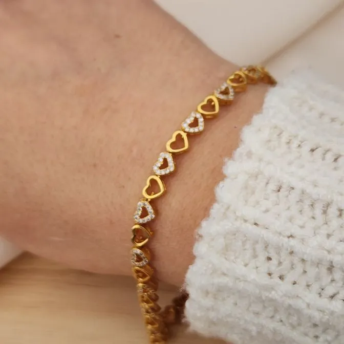 PULSEIRA CORAÇÕES CRAVEJADOS MICROZIRCÔNIAS CRISTAL