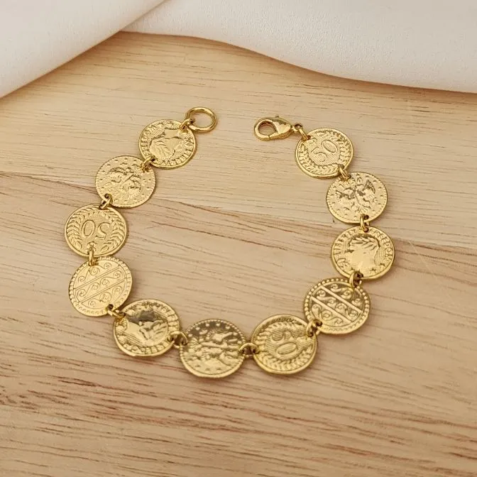 PULSEIRA DOURADA MEDALHAS