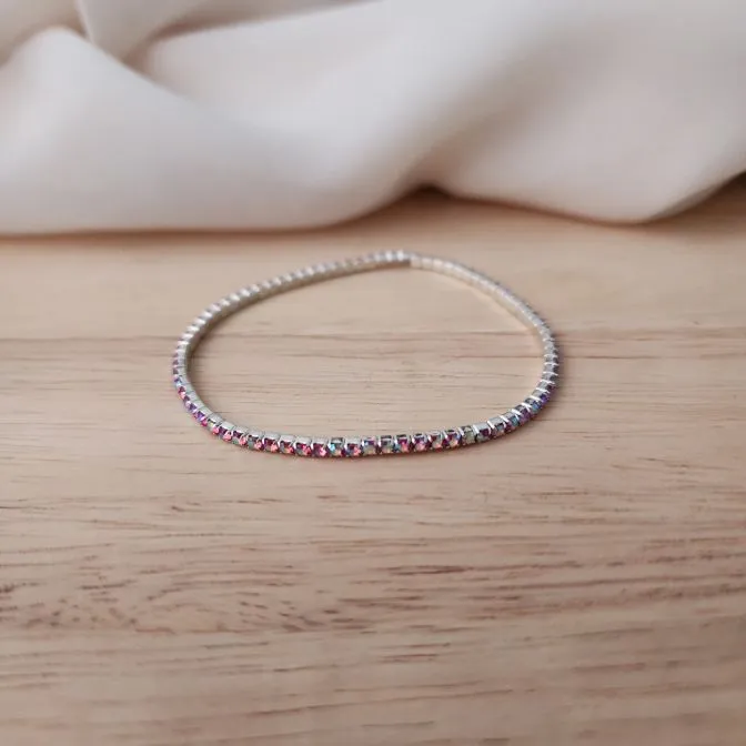 PULSEIRA ZIRCÔNIAS ROSA ESCURO