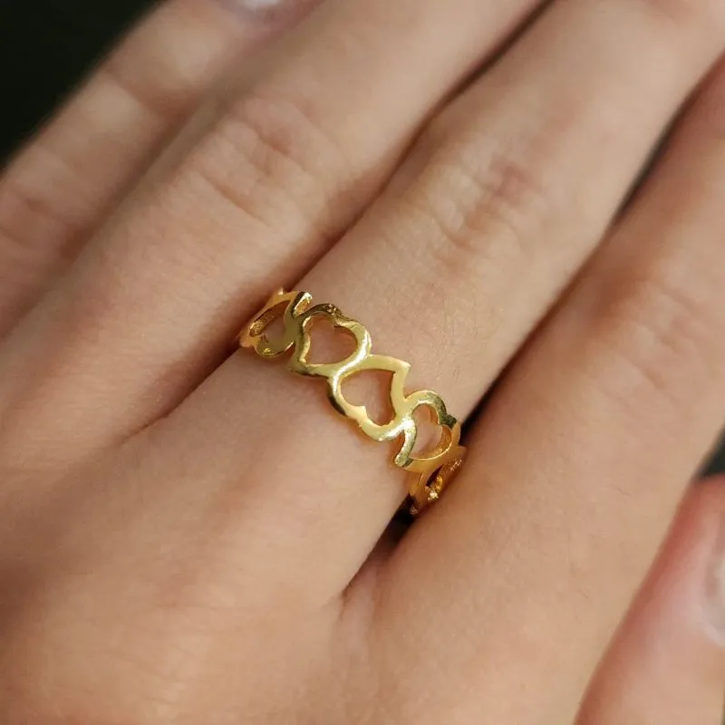 ANEL DOURADO CORAÇÕES