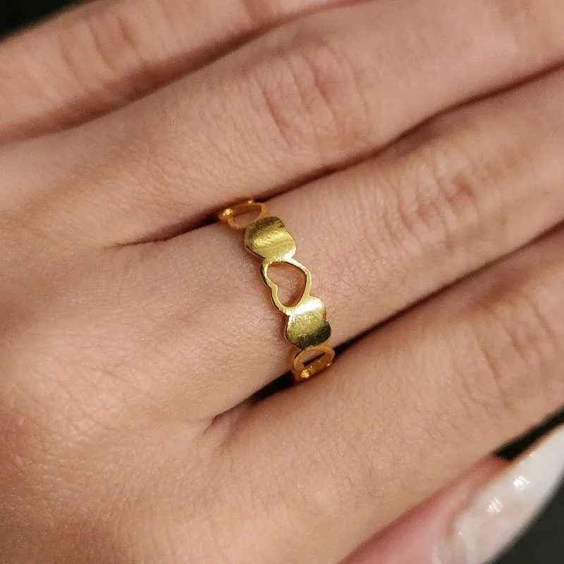 ANEL DOURADO CORAÇÕES