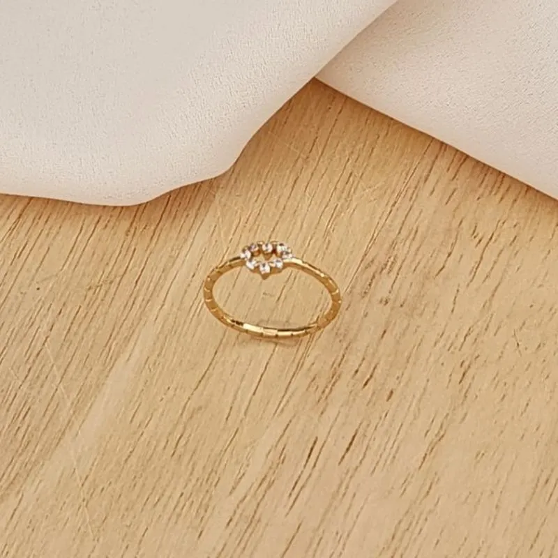 ANEL DOURADO INFANTIL/FALANGE CORAÇÃO DETALHE ZIRCÔNIA CRISTAL