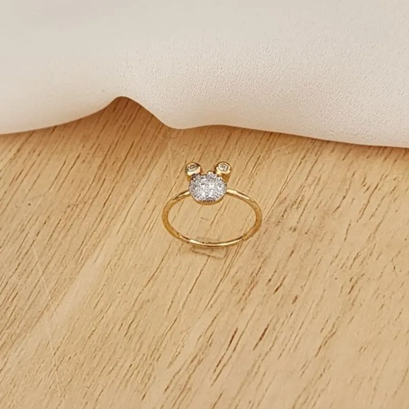 ANEL DOURADO INFANTIL/FALANGE MICKEY CRAVEJADO MICROZIRCÔNIAS CRISTAL