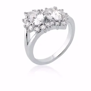 ANEL GOTAS ZIRCÔNIAS CRISTAL RÓDIO BRANCO