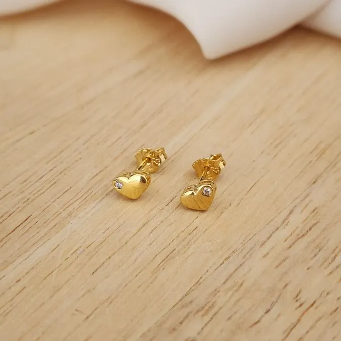 BRINCO CORAÇÃO DOURADO DETALHE MICROZIRCÔNIA CRISTAL INFANTIL