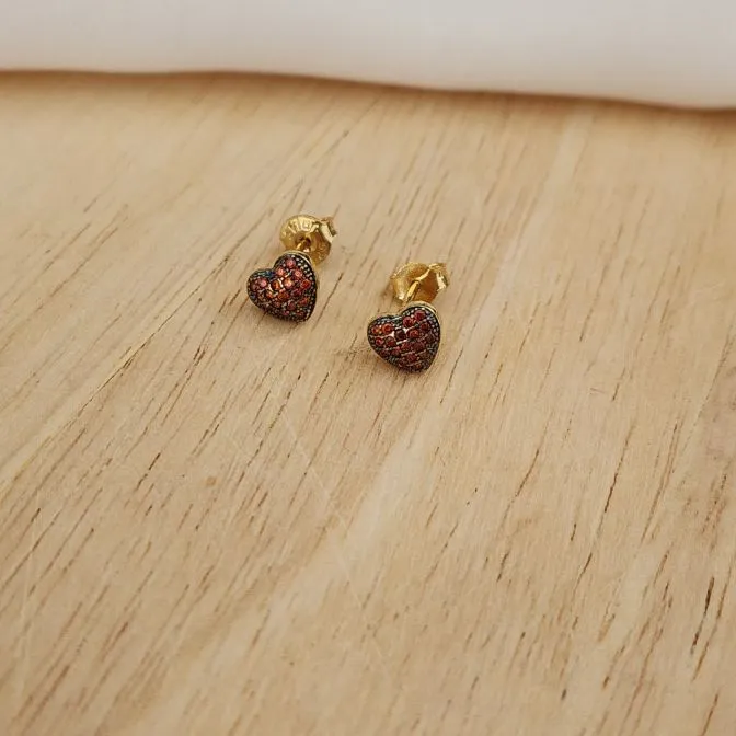 BRINCO DOURADO CORAÇÃO ZIRCÎNIAS CITRINO