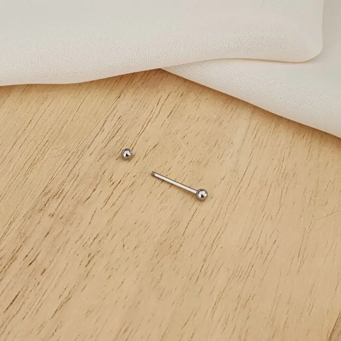 BRINCO PIERCING AÇO INOX LONGO BOLINHA