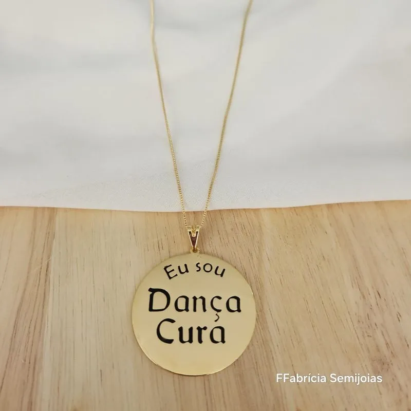 COLAR CORRENTE VENEZIANA 45+5CM COM PINGENTE MANDALA EU SOU DANÇA CURA G- 4CM