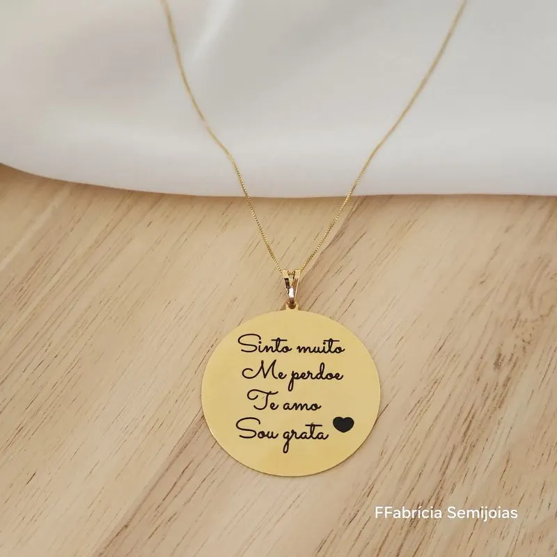 COLAR MANDALA HO´HOPONOPONO - SINTO MUITO, ME PERDOE, TE AMO, SOU GRATA - 4CM