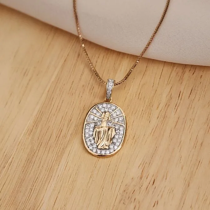 COLAR PINGENTE NOSSA SENHORA DAS GRAÇAS M - 3702010