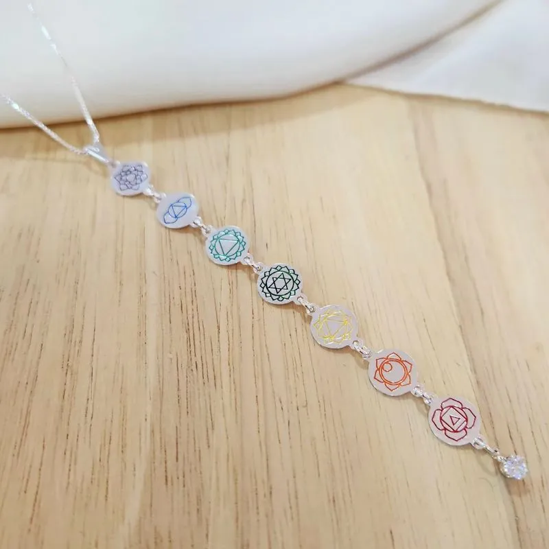 COLAR VENEZIANA COM PINGENTE MANDALA 7 CHAKRAS COLOR