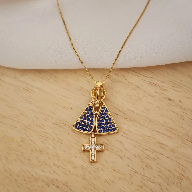 COLAR VENEZIANA PINGENTE NOSSA SENHORA APARECIDA 45 CM