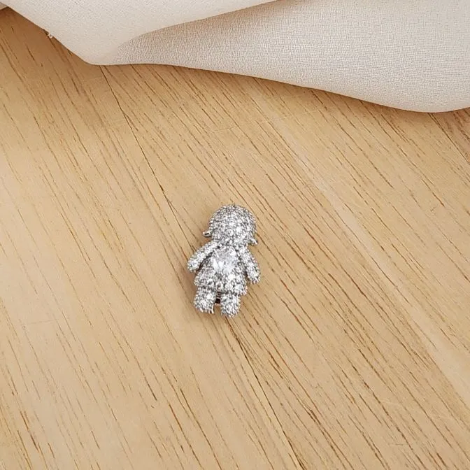 PINGENTE CHARM RÓDIO BRANCO MENINA CRAVEJADO EM ZIRCÔNIAS