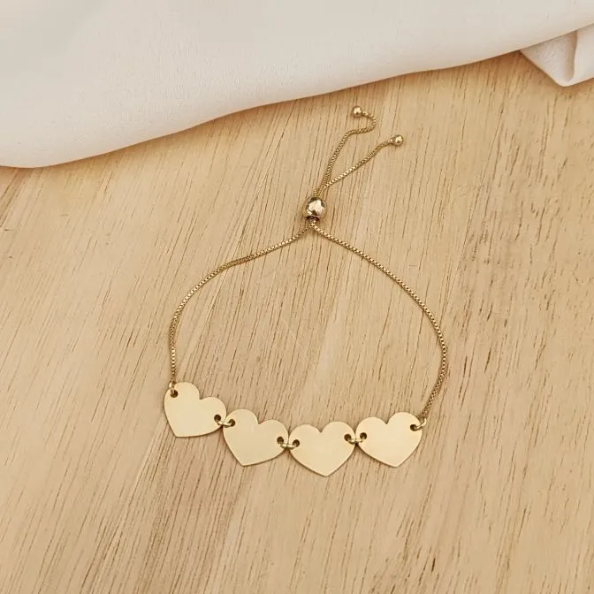 PULSEIRA DOURADA SHAMBALA CORAÇÕES