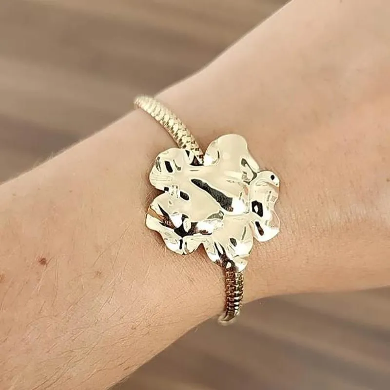 PULSEIRA MANDALA DOURADA FLOR ORGÂNICO