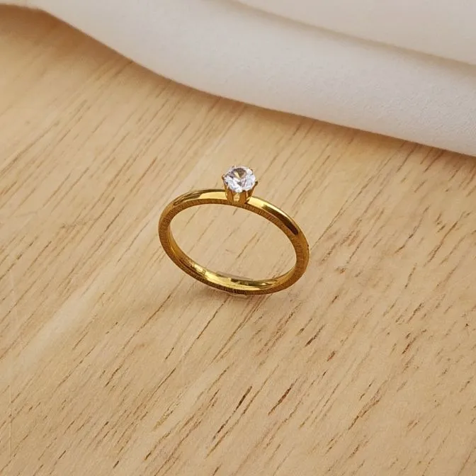 ANEL AÇO DOURADO SOLITÁRIO