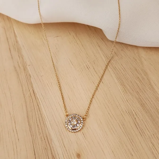 COLAR DOURADO PINGENTE PIZZA MICROZIRCÔNIAS CRISTAL