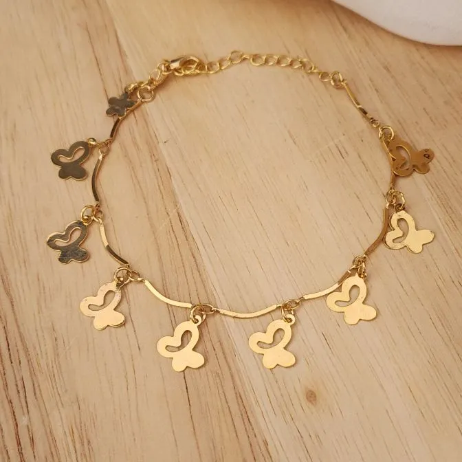 PULSEIRA DOURADA PINGENTES BORBOLETAS